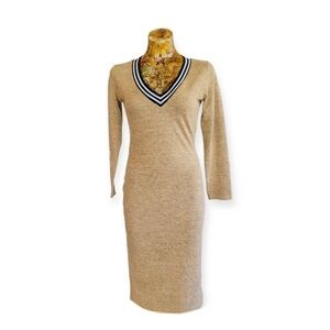 Lustre fitted dress Size 12 knit brown black white long